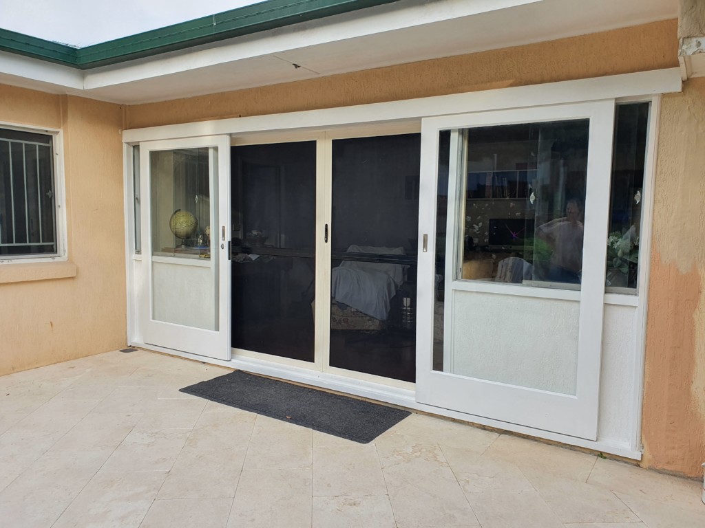 White timber and glass doors.